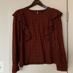 Madewell Ruffle-Front Top in Plaid Small